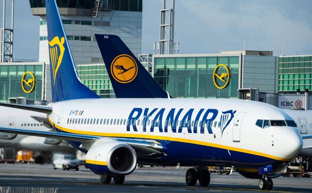 Un avión de la compañía de bajo coste Ryanair.