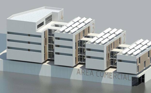 Uno de los bocetos planteados para el edificio de oficinas. /Sur
