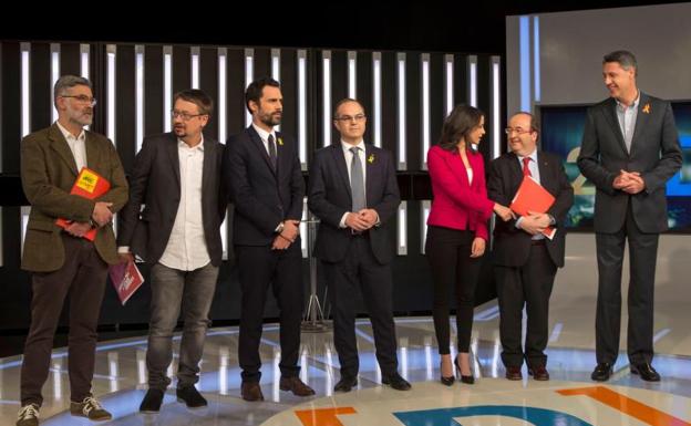Los candidatos, antes del debate./Quique García (Efe)