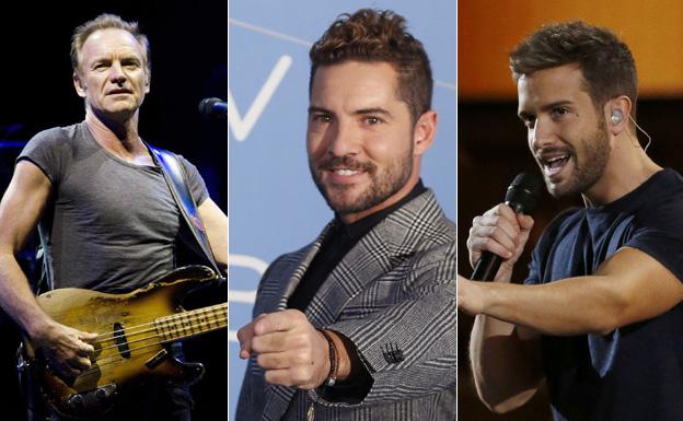 Sting, David Bisbal y Pablo Alborán. /Agencias
