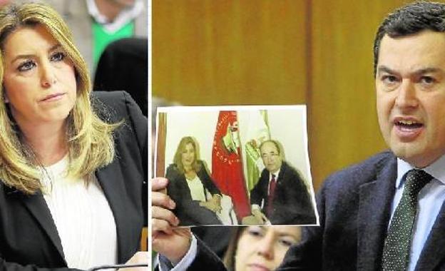 Susana Díaz y Juanma Moreno, ayer durante un momento del debate entre ambos./Efe