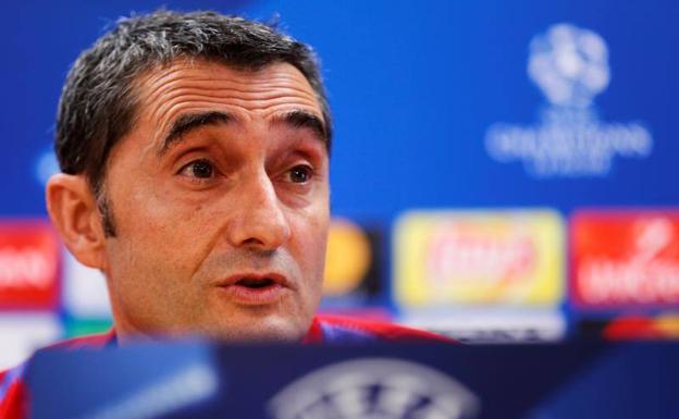 Ernesto Valverde, técnico del Barça, en conferencia de prensa tras la victoria ante la Roma. /Efe
