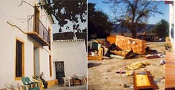 Lanzaron sillas y mesas por los balcones y los apilaron en la puerta. / SUR/