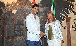 Moayad Shatat y Ángeles Muñoz durante su último encuentro en Marbella. J-L/