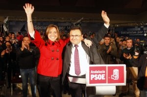 Acto. Chacón junto a Heredia el pasado 16 de enero en la capital malagueña.:: Álvaro Cabrera/