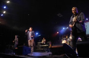De izquierda a derecha, Chris Navas, Javier Ojeda, Manolo Rubio y Antonio Luis Gil, en la sala París 15. :: Álvaro Cabrera/
